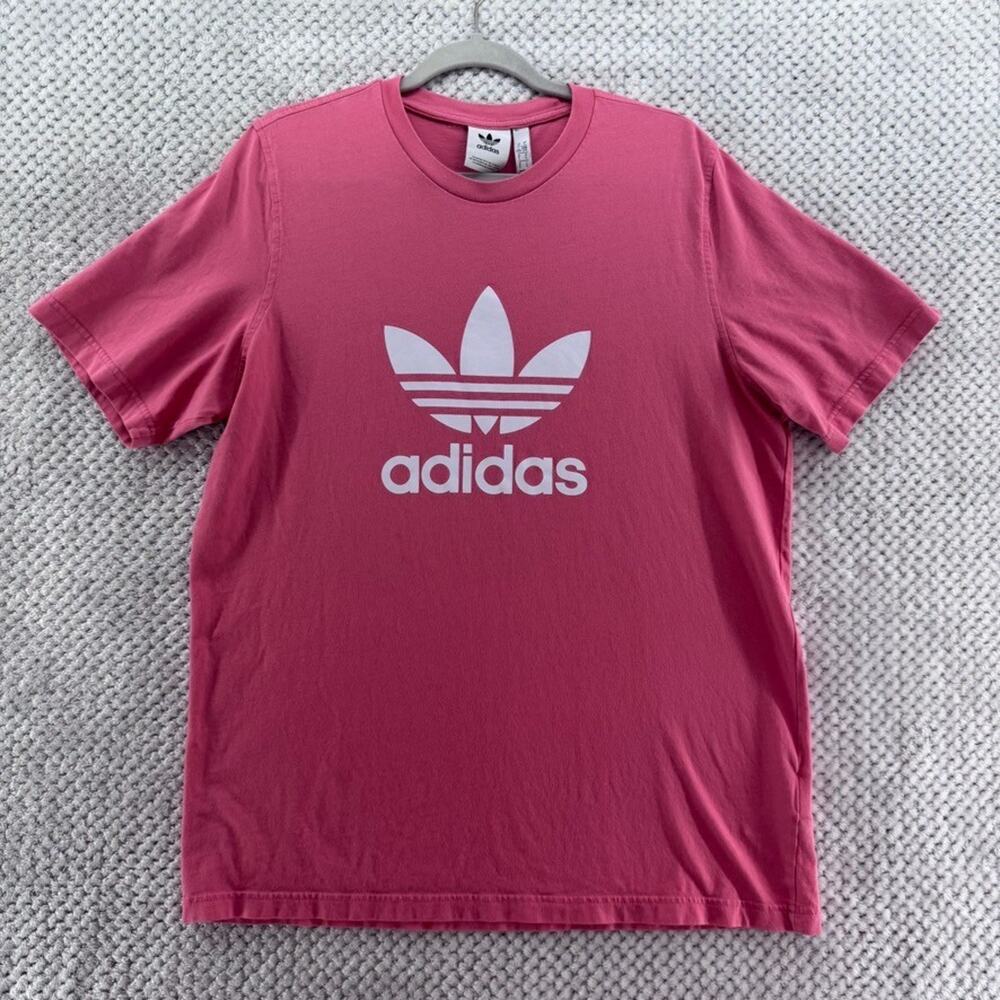 Adidas Top Women L Pink Graphic Tee Crew Neck Short Sleeve T-Shirt Sports